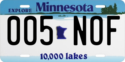 MN license plate 005NOF