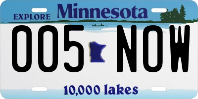 MN license plate 005NOW