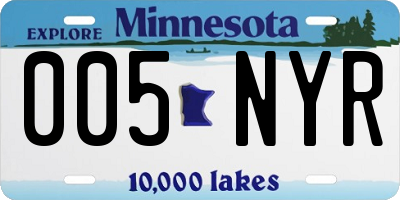 MN license plate 005NYR