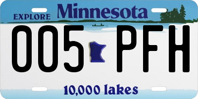 MN license plate 005PFH