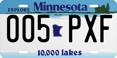 MN license plate 005PXF