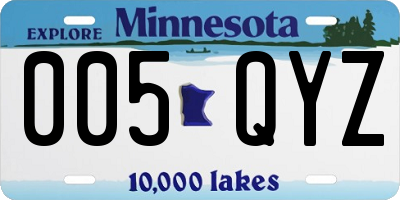 MN license plate 005QYZ