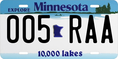 MN license plate 005RAA