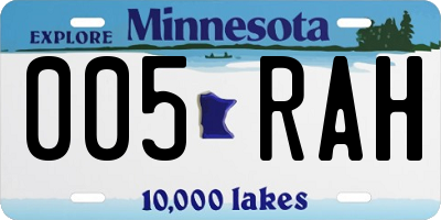 MN license plate 005RAH