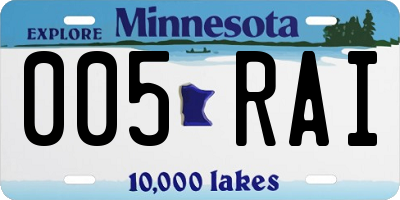 MN license plate 005RAI