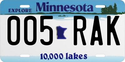 MN license plate 005RAK