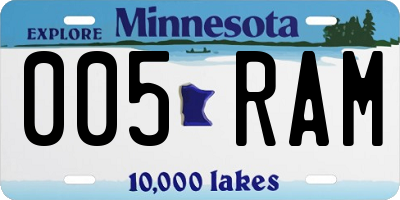 MN license plate 005RAM