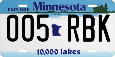 MN license plate 005RBK
