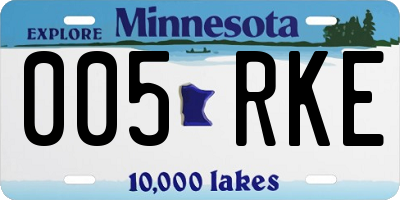 MN license plate 005RKE