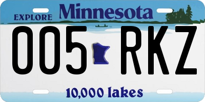 MN license plate 005RKZ