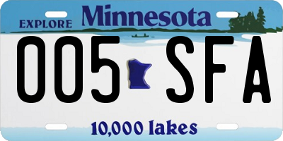 MN license plate 005SFA