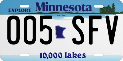 MN license plate 005SFV
