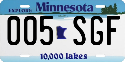 MN license plate 005SGF
