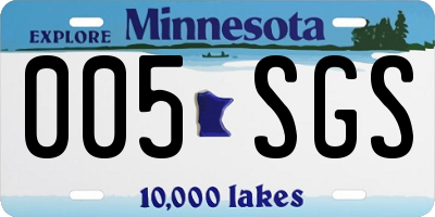 MN license plate 005SGS