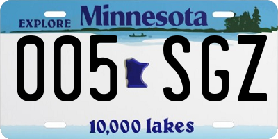 MN license plate 005SGZ