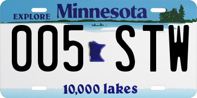 MN license plate 005STW