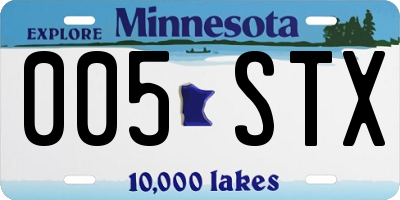 MN license plate 005STX