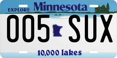MN license plate 005SUX