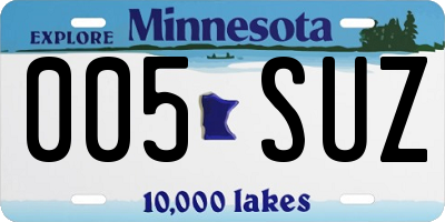 MN license plate 005SUZ