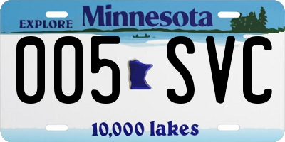 MN license plate 005SVC