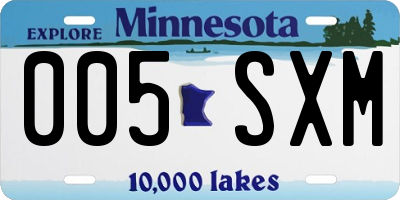 MN license plate 005SXM