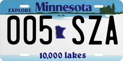MN license plate 005SZA