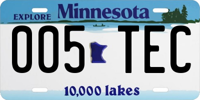 MN license plate 005TEC