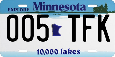 MN license plate 005TFK