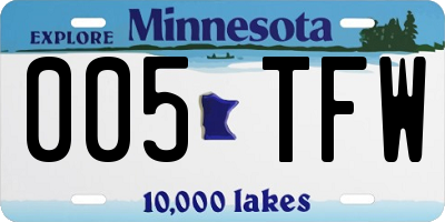MN license plate 005TFW