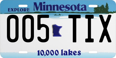 MN license plate 005TIX