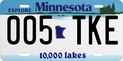 MN license plate 005TKE