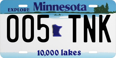 MN license plate 005TNK