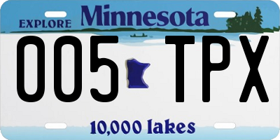 MN license plate 005TPX