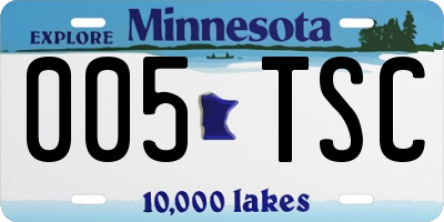 MN license plate 005TSC
