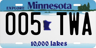 MN license plate 005TWA