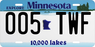 MN license plate 005TWF