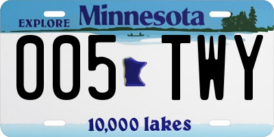 MN license plate 005TWY