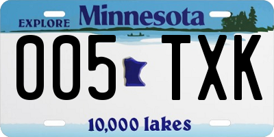 MN license plate 005TXK