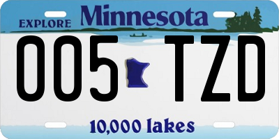 MN license plate 005TZD