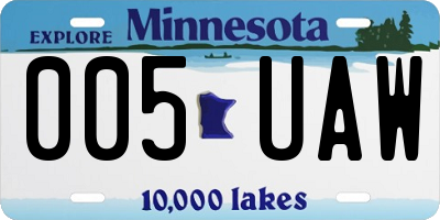 MN license plate 005UAW