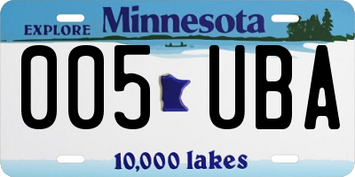 MN license plate 005UBA