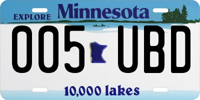MN license plate 005UBD