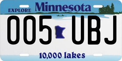 MN license plate 005UBJ