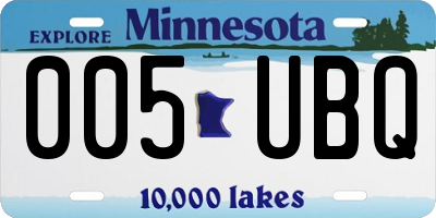 MN license plate 005UBQ