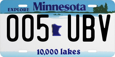 MN license plate 005UBV