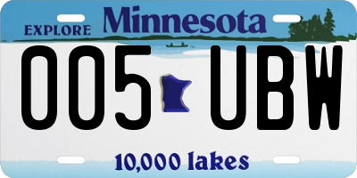 MN license plate 005UBW
