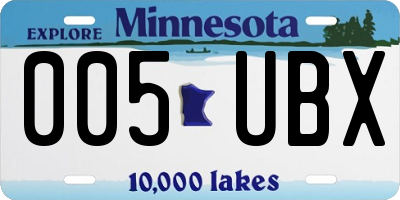 MN license plate 005UBX