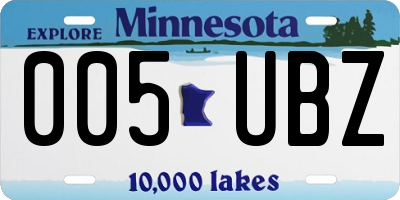 MN license plate 005UBZ