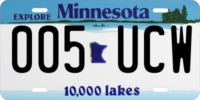 MN license plate 005UCW