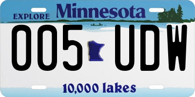 MN license plate 005UDW